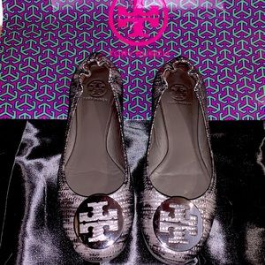 💕Tory Burch💕 lizard Reva leather Flats